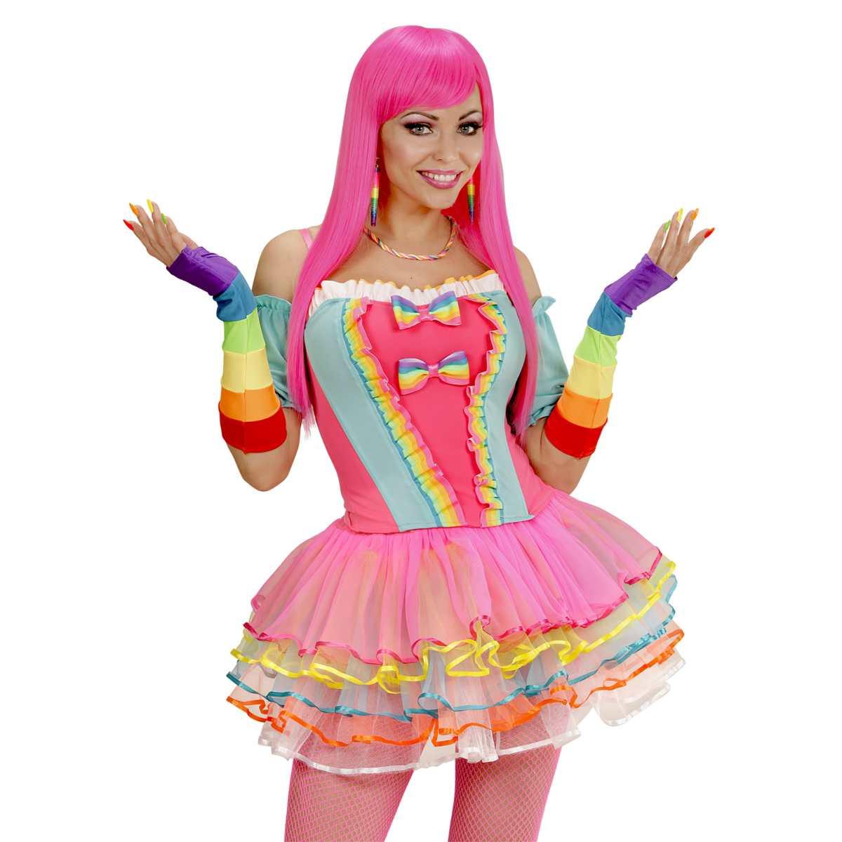 Guanti lunghi arcobaleno senza dita