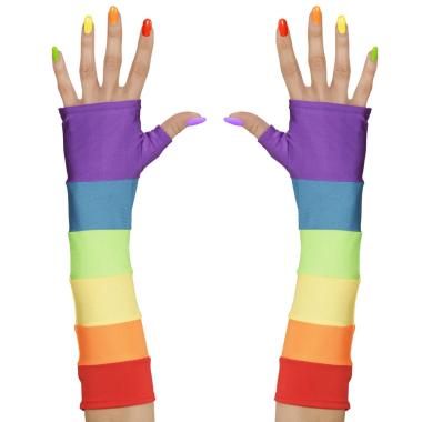 Guanti lunghi arcobaleno senza dita