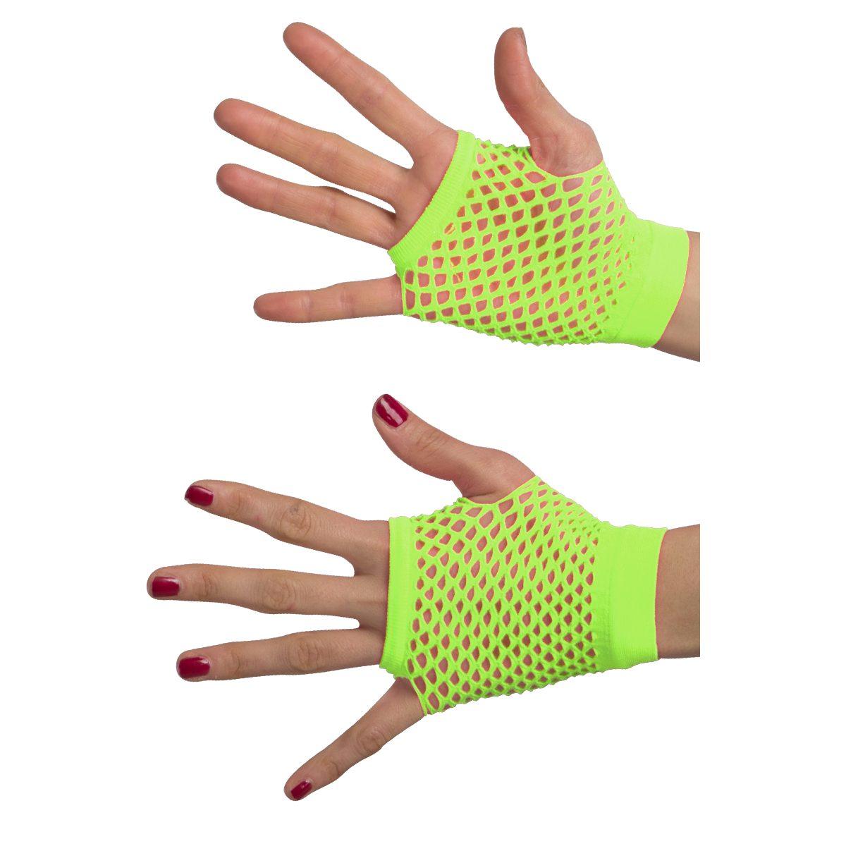 Guanti corti rete verde fluo senza dita