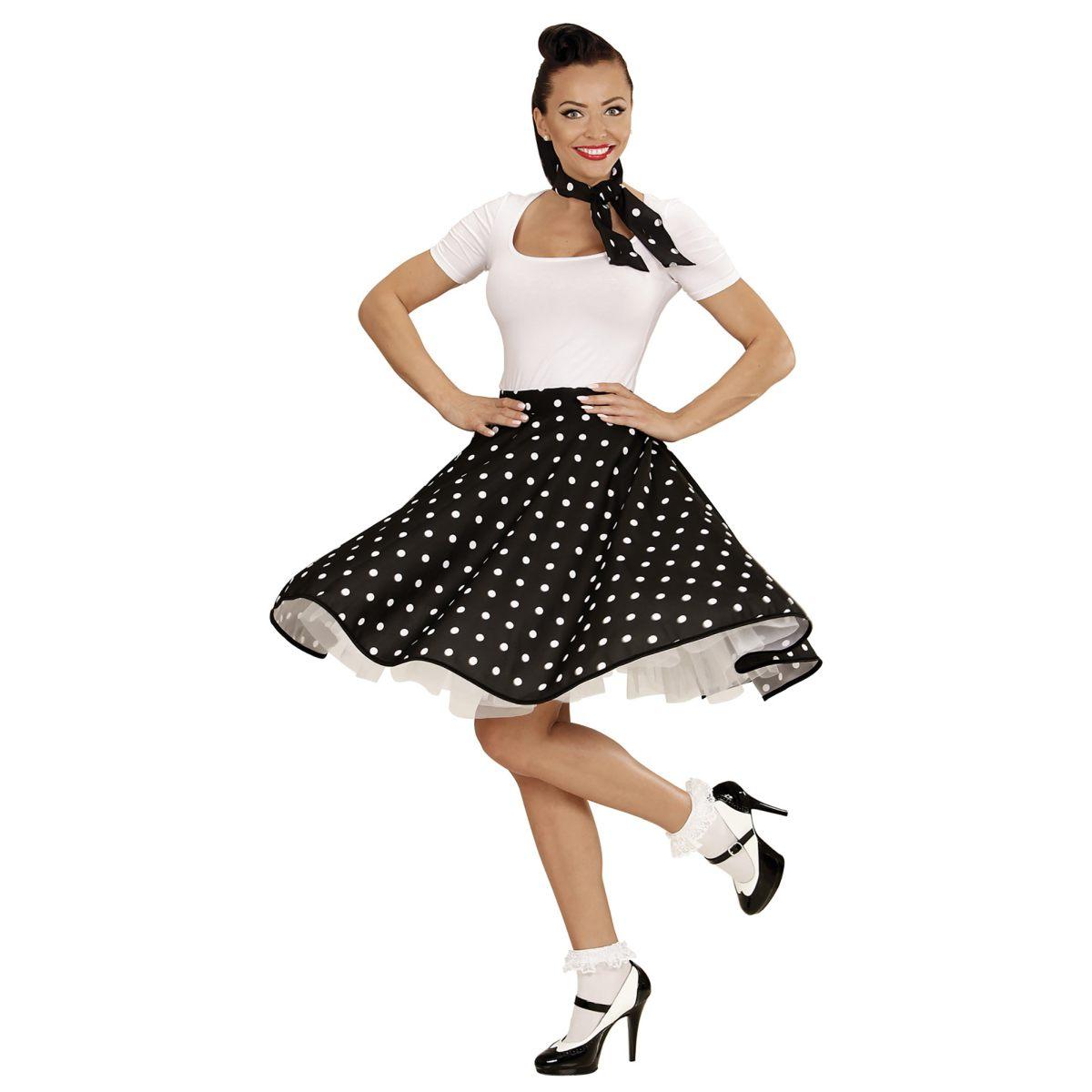 Gonna pin up anni 50 60 nera pois modello a