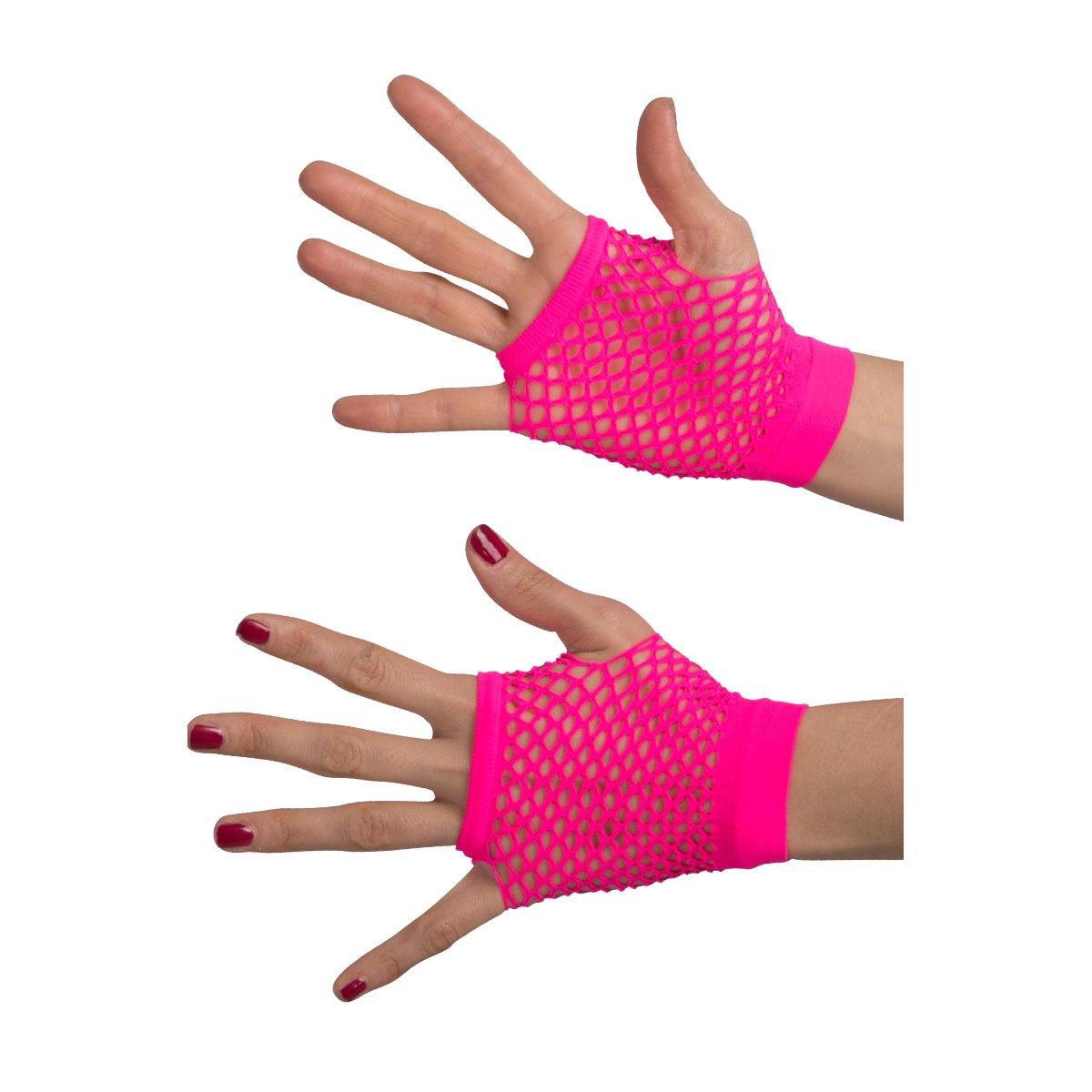 Guanti corti rete rosa fluo senza dita