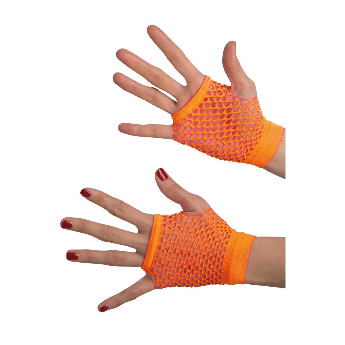 Guanti corti rete arancione fluo senza dita