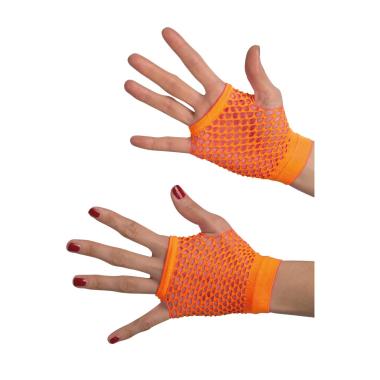 Guanti corti rete arancione fluo senza dita