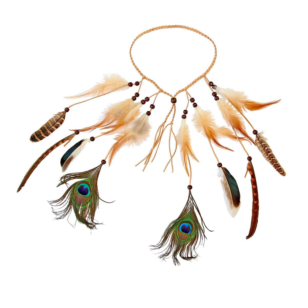 Fascia capelli indiana perline piume