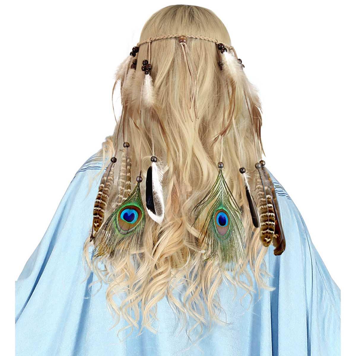 Fascia capelli indiana perline piume