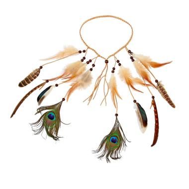 Fascia capelli indiana perline piume