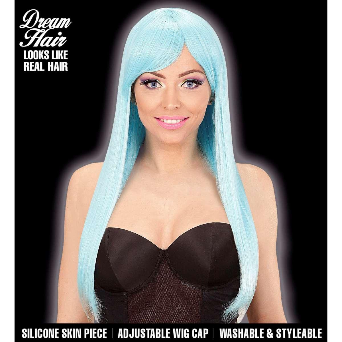 Parrucca dream azzurra liscia frangia