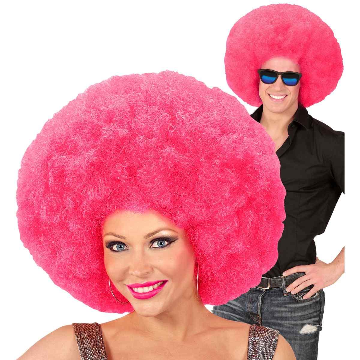 Parrucca afro rosa