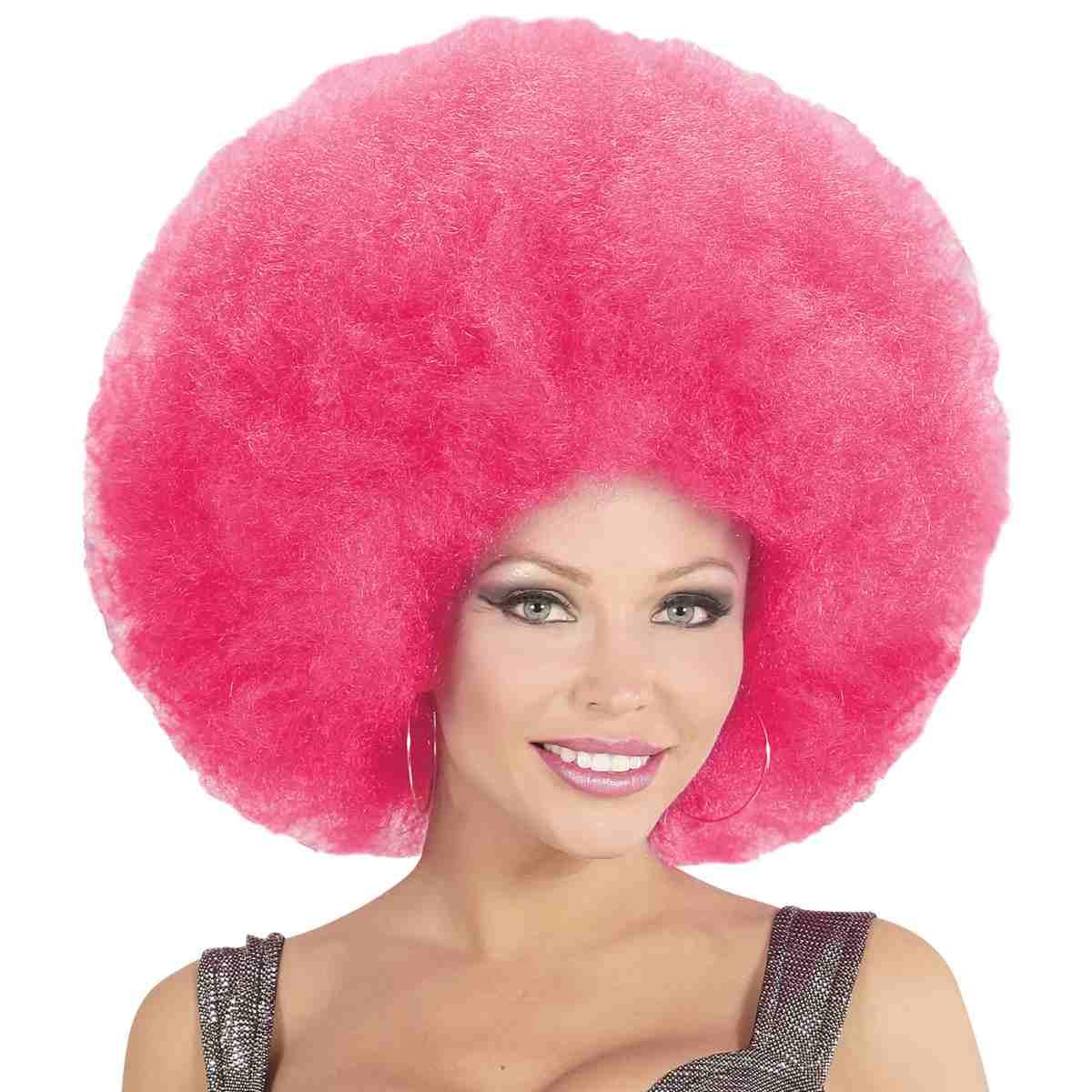 Parrucca afro rosa
