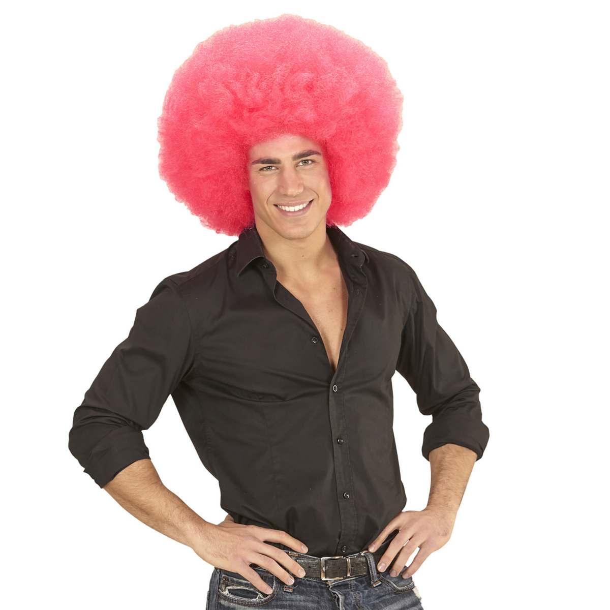 Parrucca afro rosa