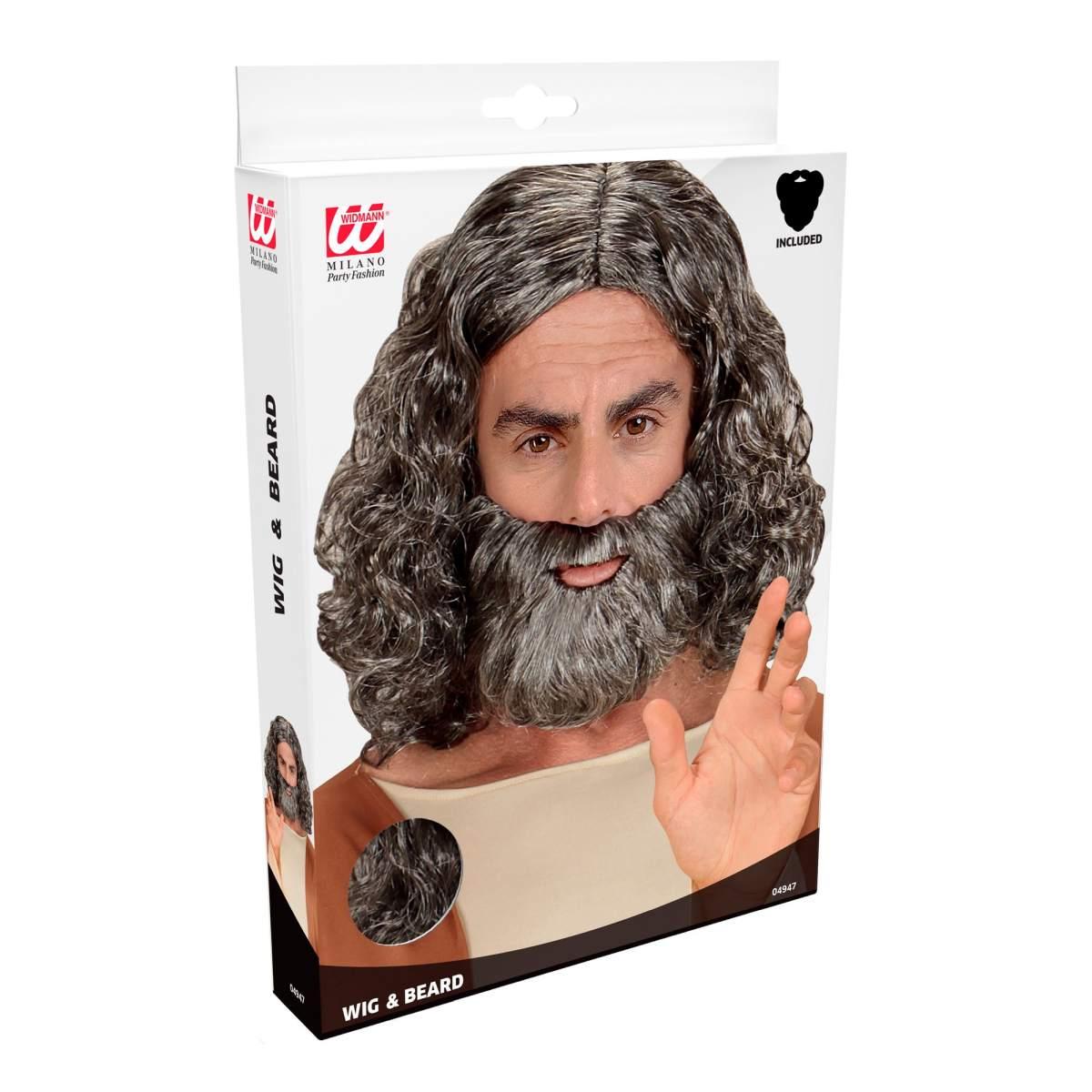 Parrucca castana biblica barba