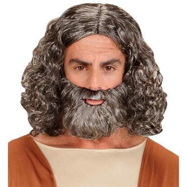 Parrucca castana biblica barba