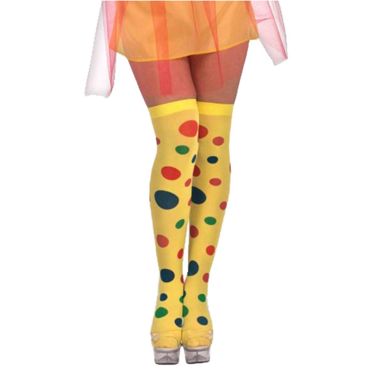 Collant autoreggenti gialle pois multi