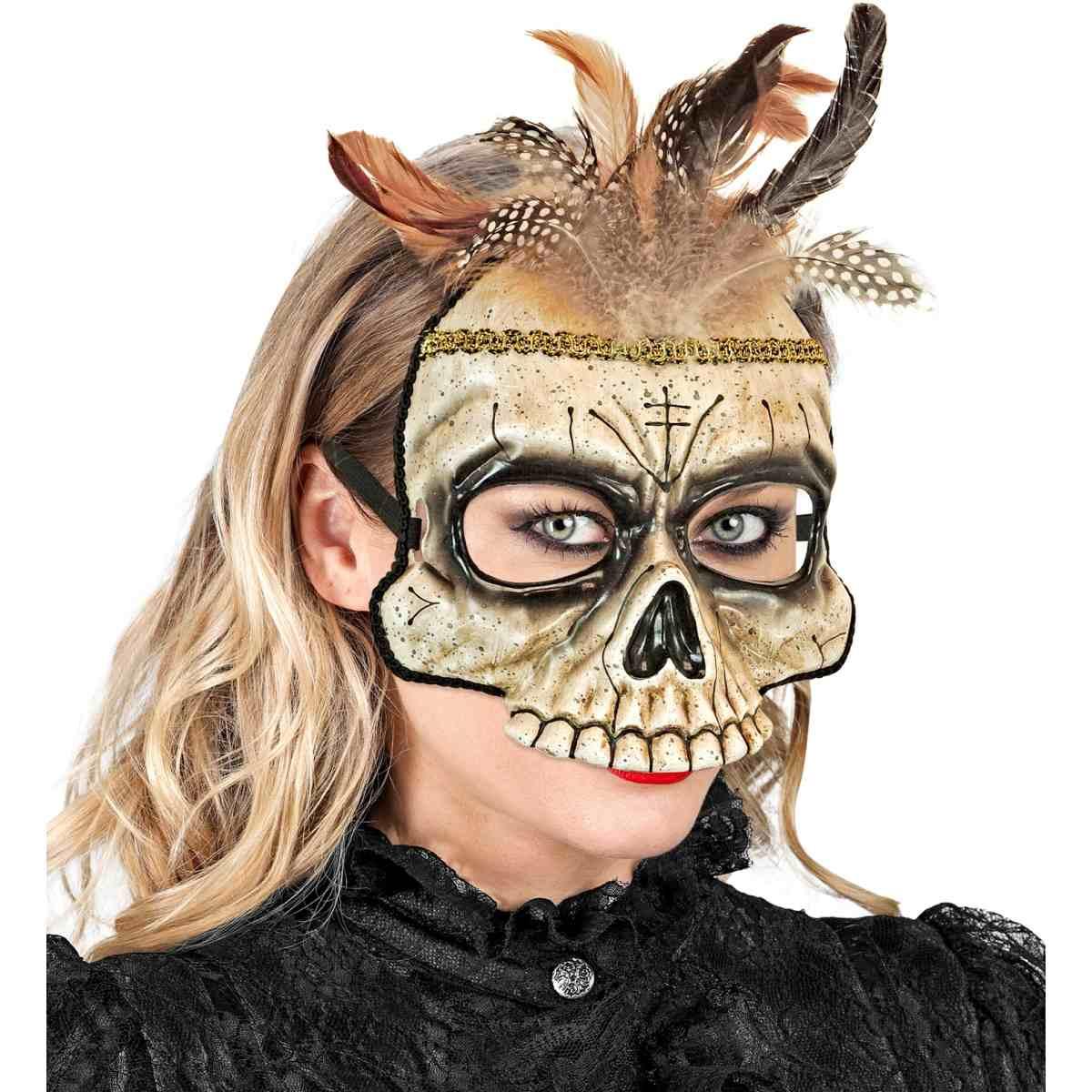 Maschera viso tessuto horror teschio voodoo