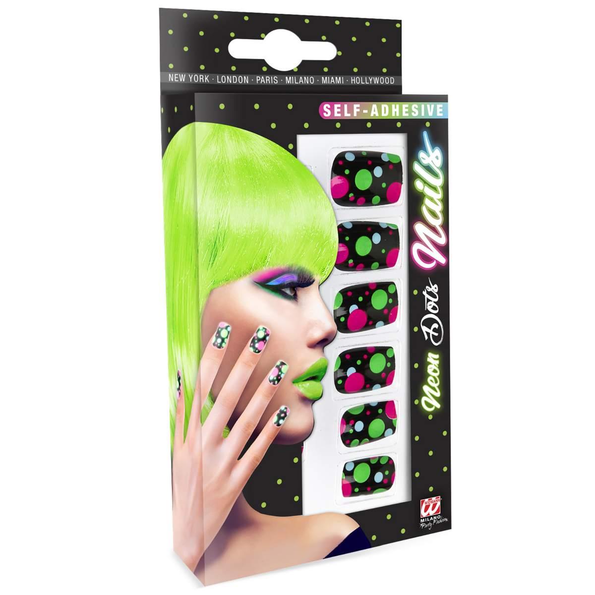 Unghie pallini neon adesive