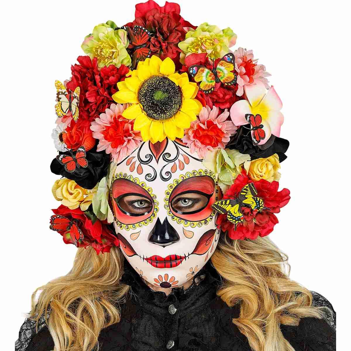 Maschera viso pvc horror dia de los muertos fiori