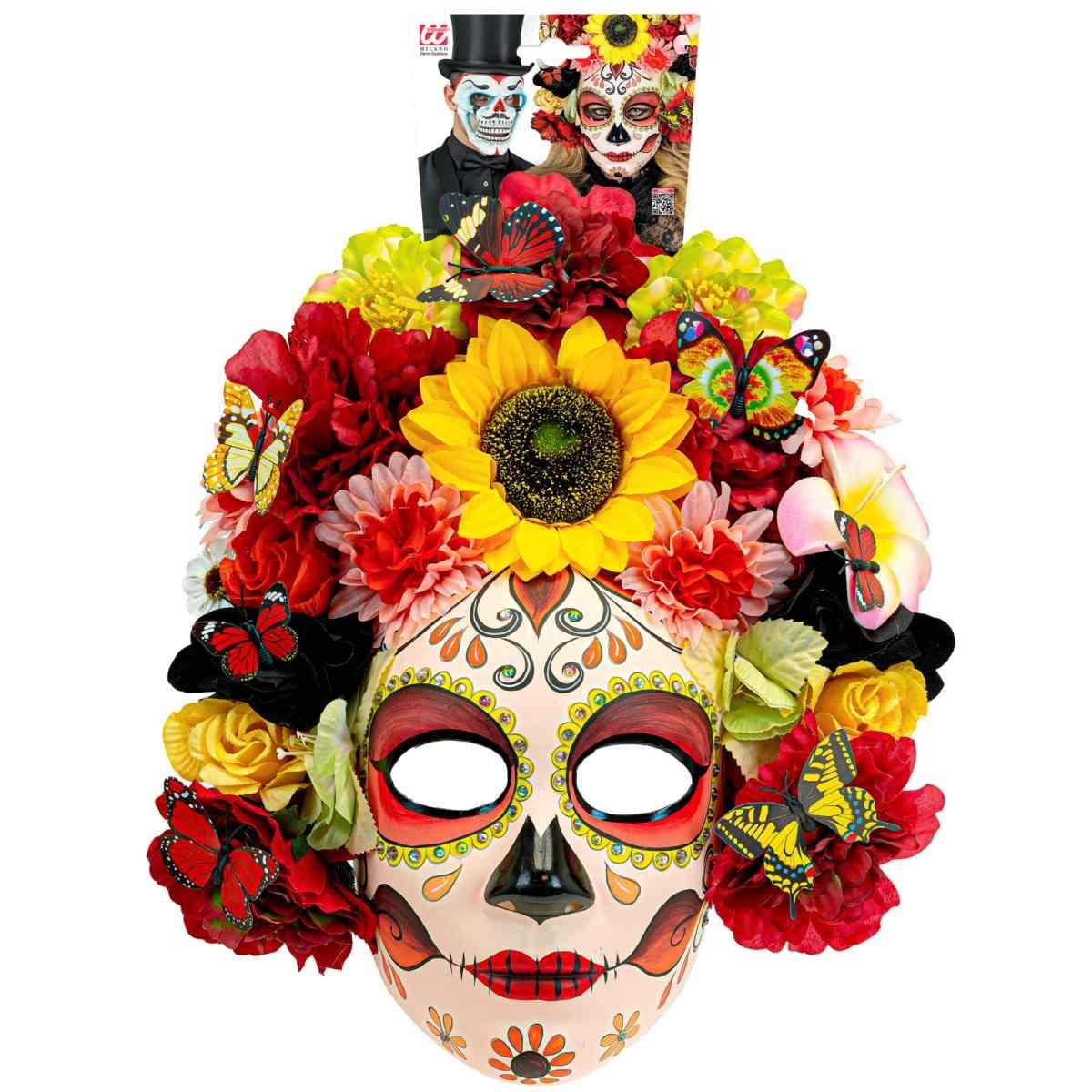 Maschera viso pvc horror dia de los muertos fiori