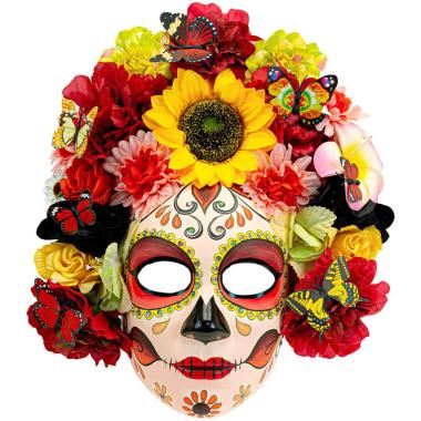Maschera viso pvc horror dia de los muertos fiori