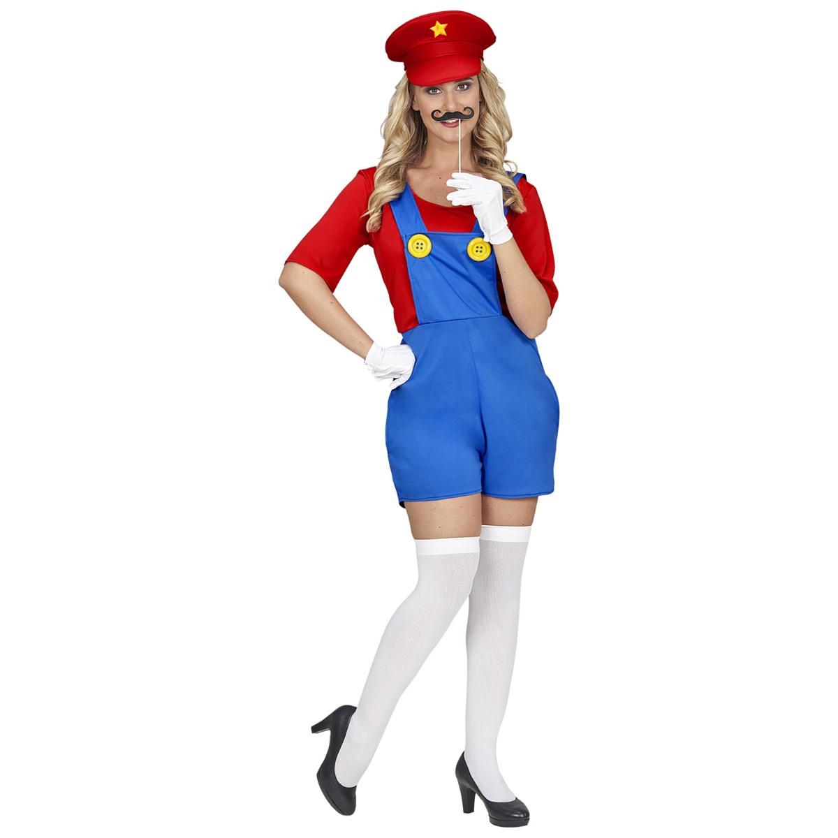 Costume tuta idraulico blu salopette corta