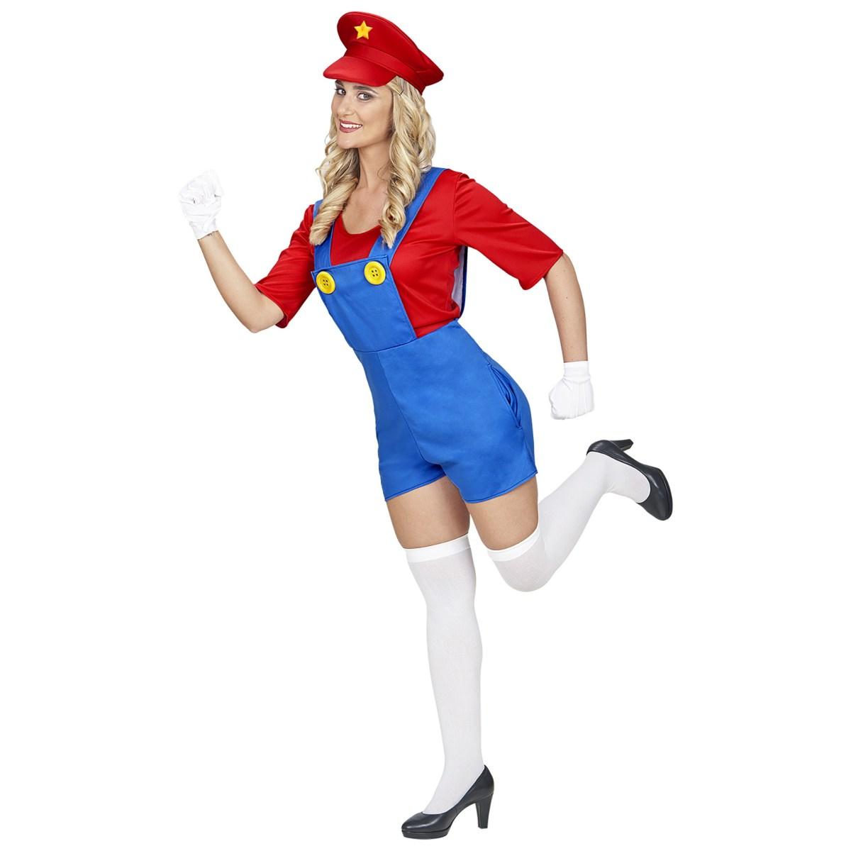 Costume tuta idraulico blu salopette corta