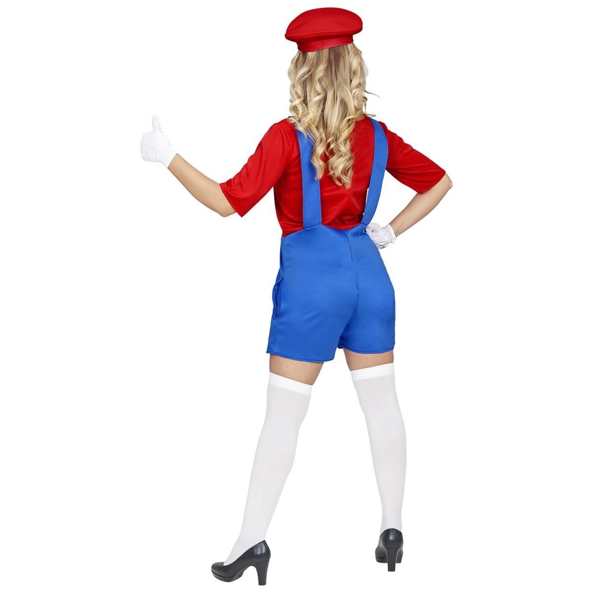 Costume tuta idraulico blu salopette corta