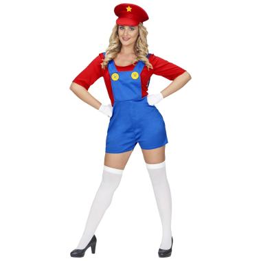 Costume tuta idraulico blu salopette corta