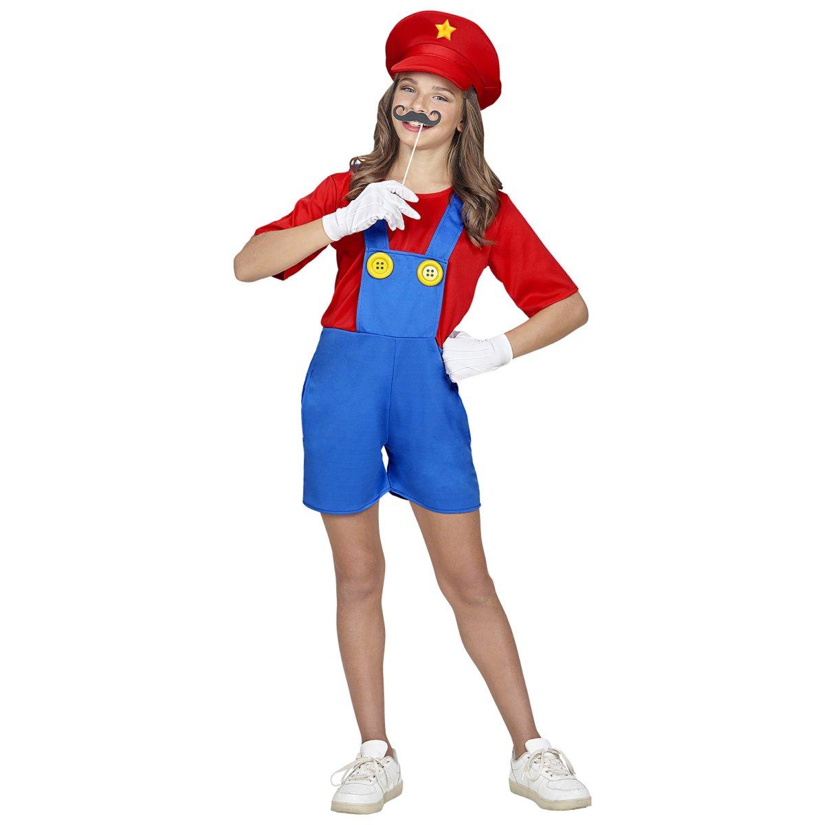 Costume tuta idraulico blu salopette corta