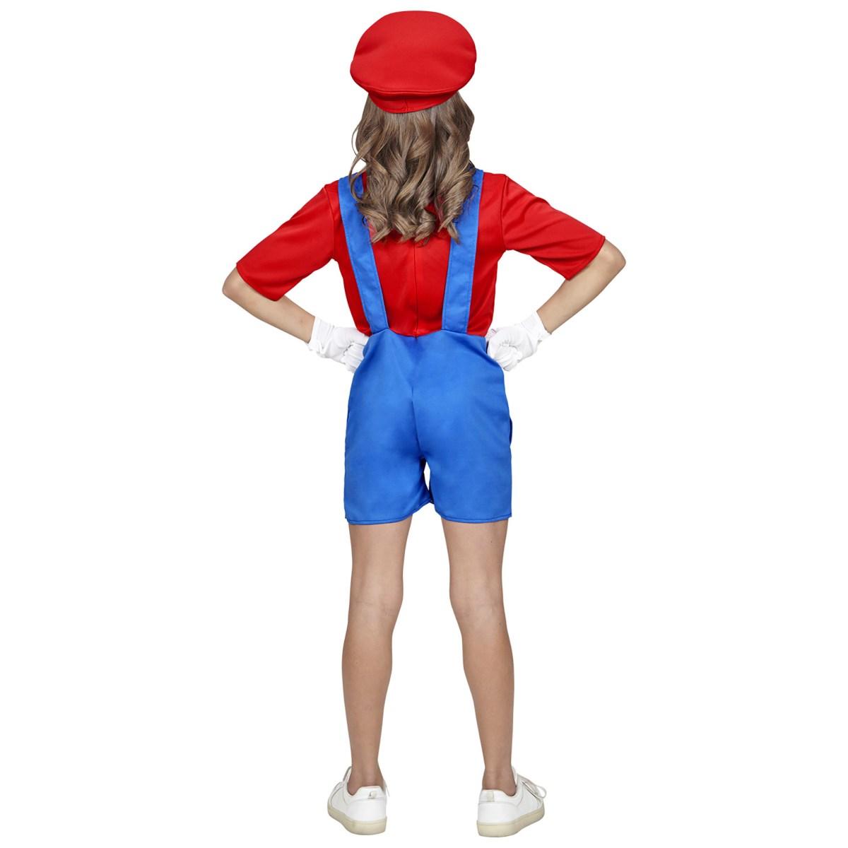 Costume tuta idraulico blu salopette corta
