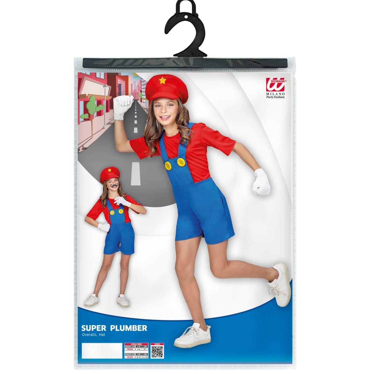 Costume tuta idraulico blu salopette corta