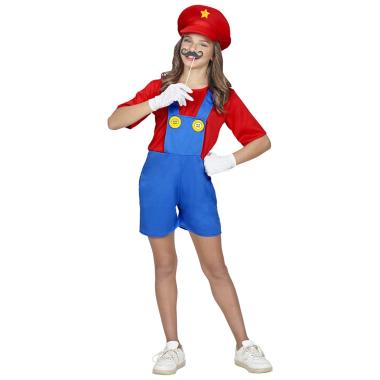Costume tuta idraulico blu salopette corta