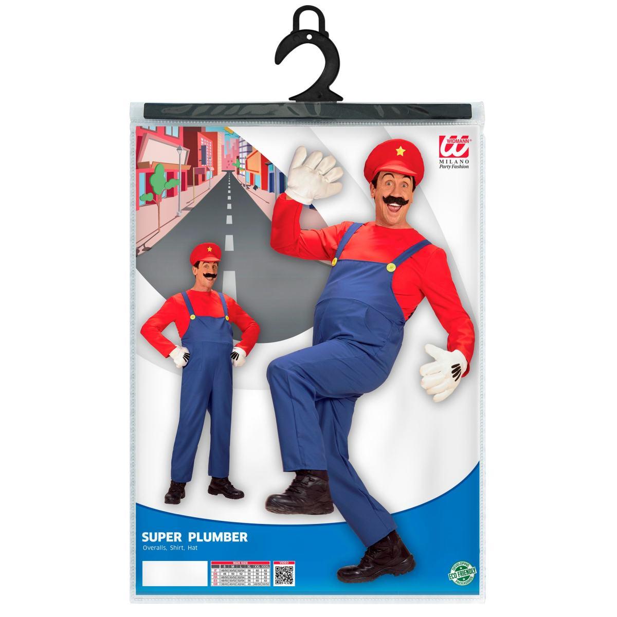 Costume tuta idraulico blu mario salopette