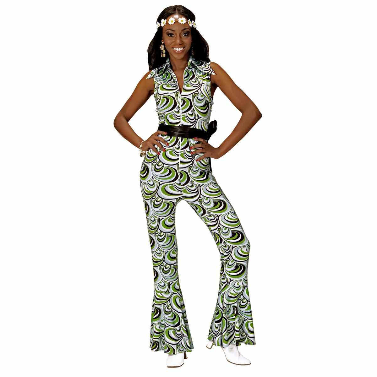 Costume tuta disco anni 70 waves verde