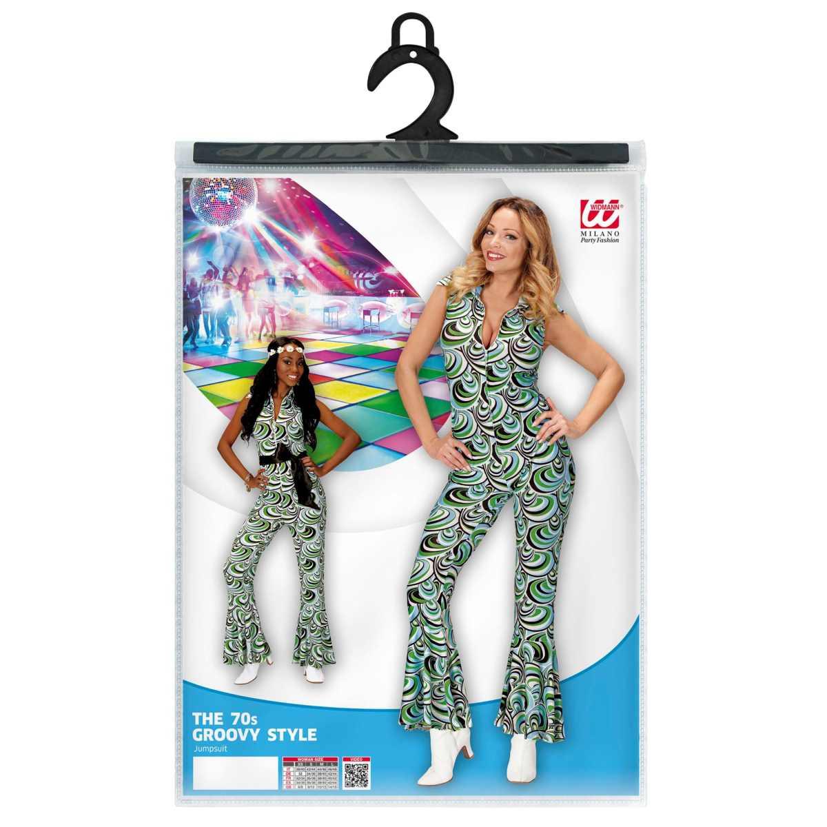 Costume tuta disco anni 70 waves verde