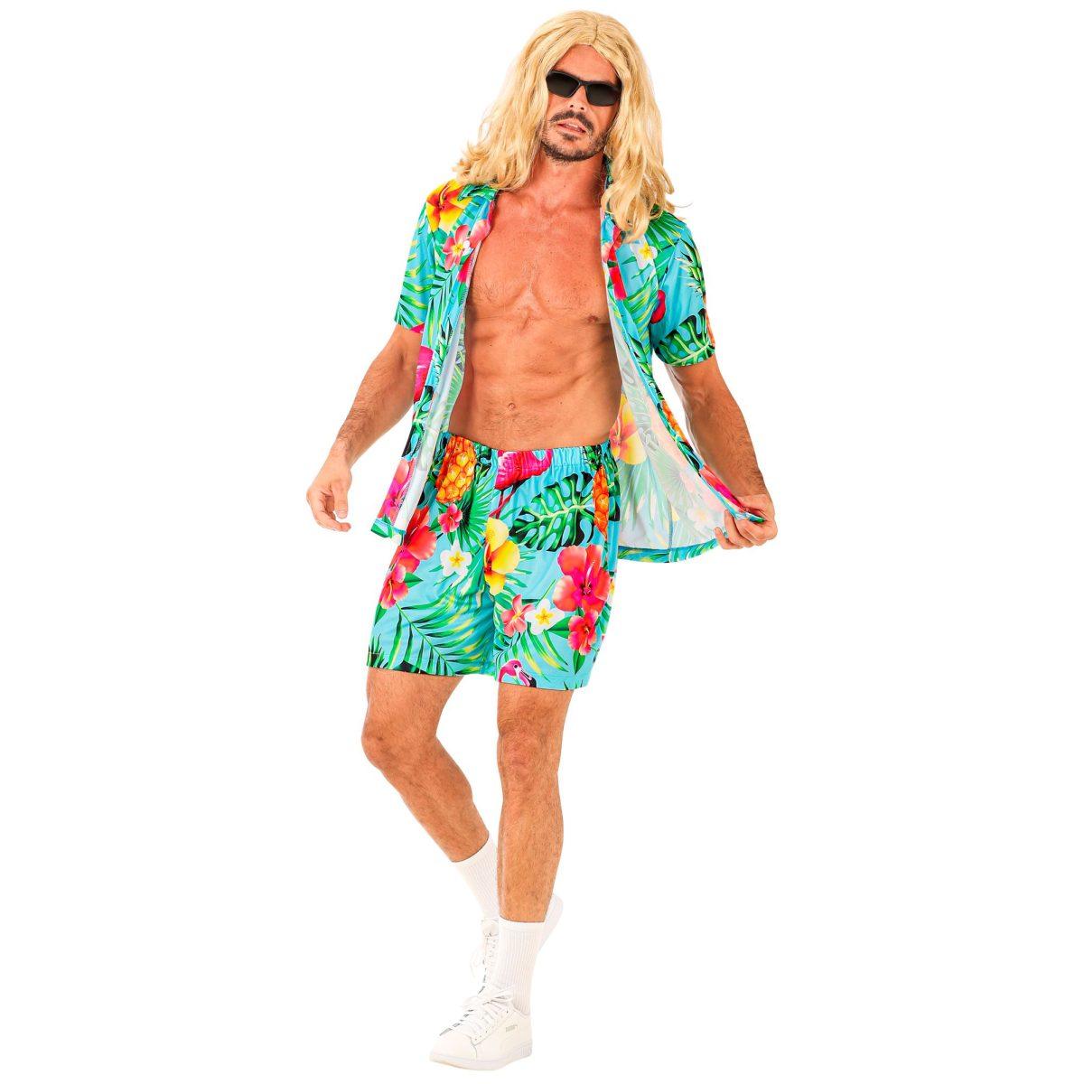 Costume completo summer party hawaii azzurro