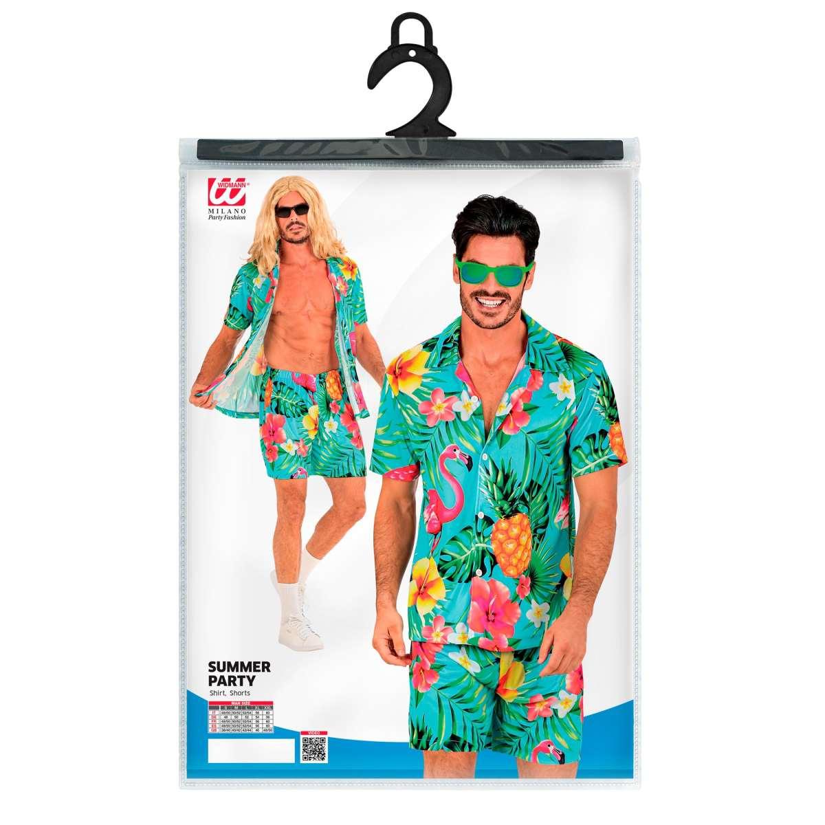 Costume completo summer party hawaii azzurro