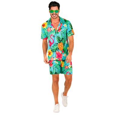 Costume completo summer party hawaii azzurro