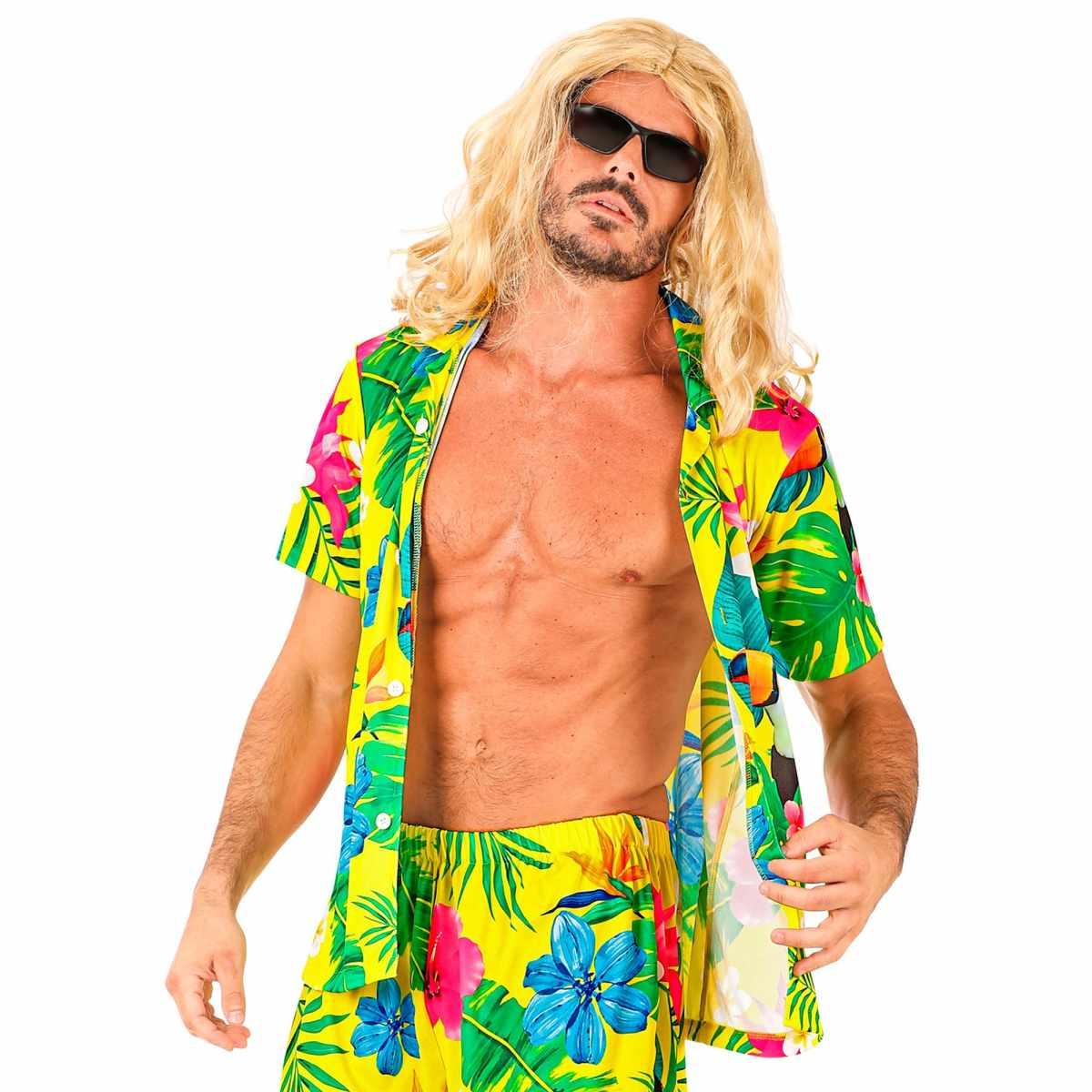 Camicia gialla hawaii summer party