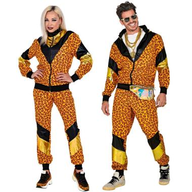 Costume tuta anni 70 80 dance leopardata