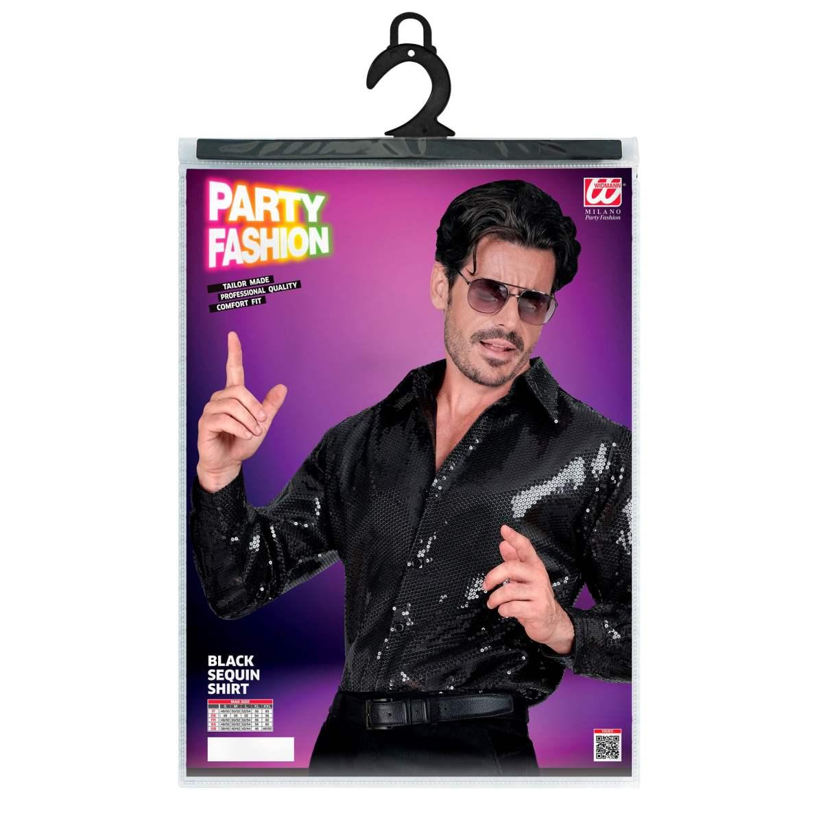 Camicia party disco paillettes nera