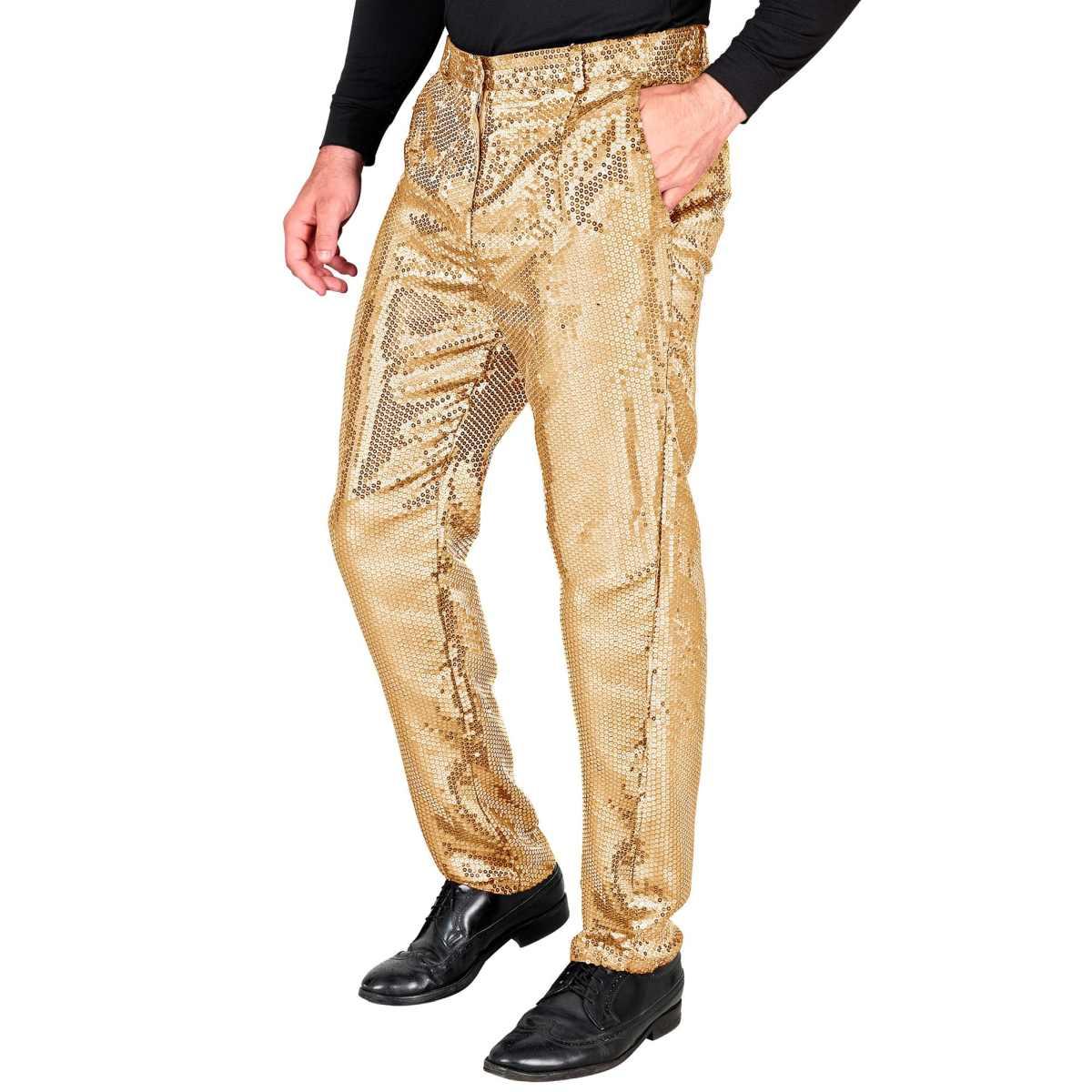 Pantaloni anni party disco oro paillettes