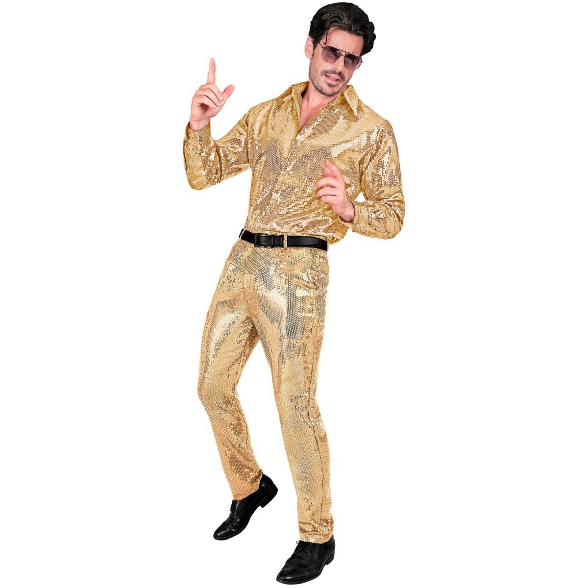 Pantaloni anni party disco oro paillettes