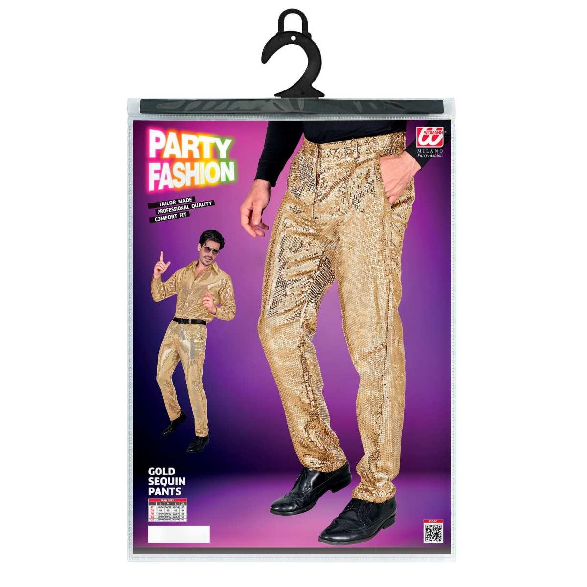 Pantaloni anni party disco oro paillettes