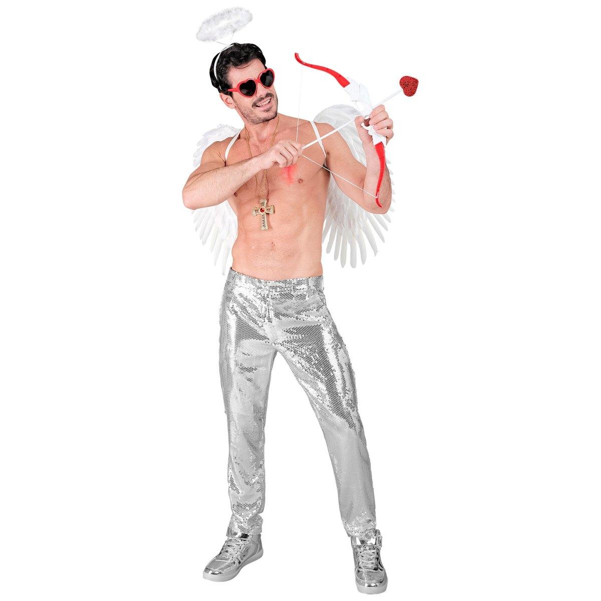 Pantaloni anni party disco argento paillettes