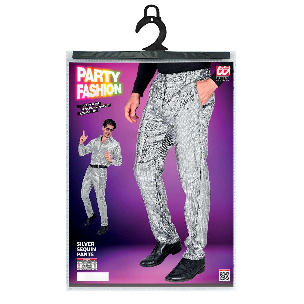 Pantaloni anni party disco argento paillettes