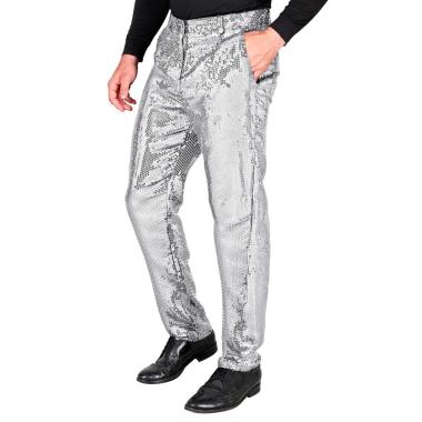 Pantaloni anni party disco argento paillettes