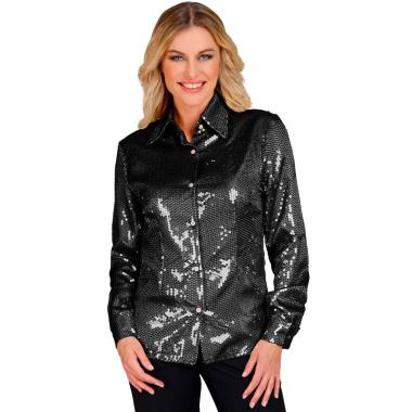 Camicia party disco paillettes nera