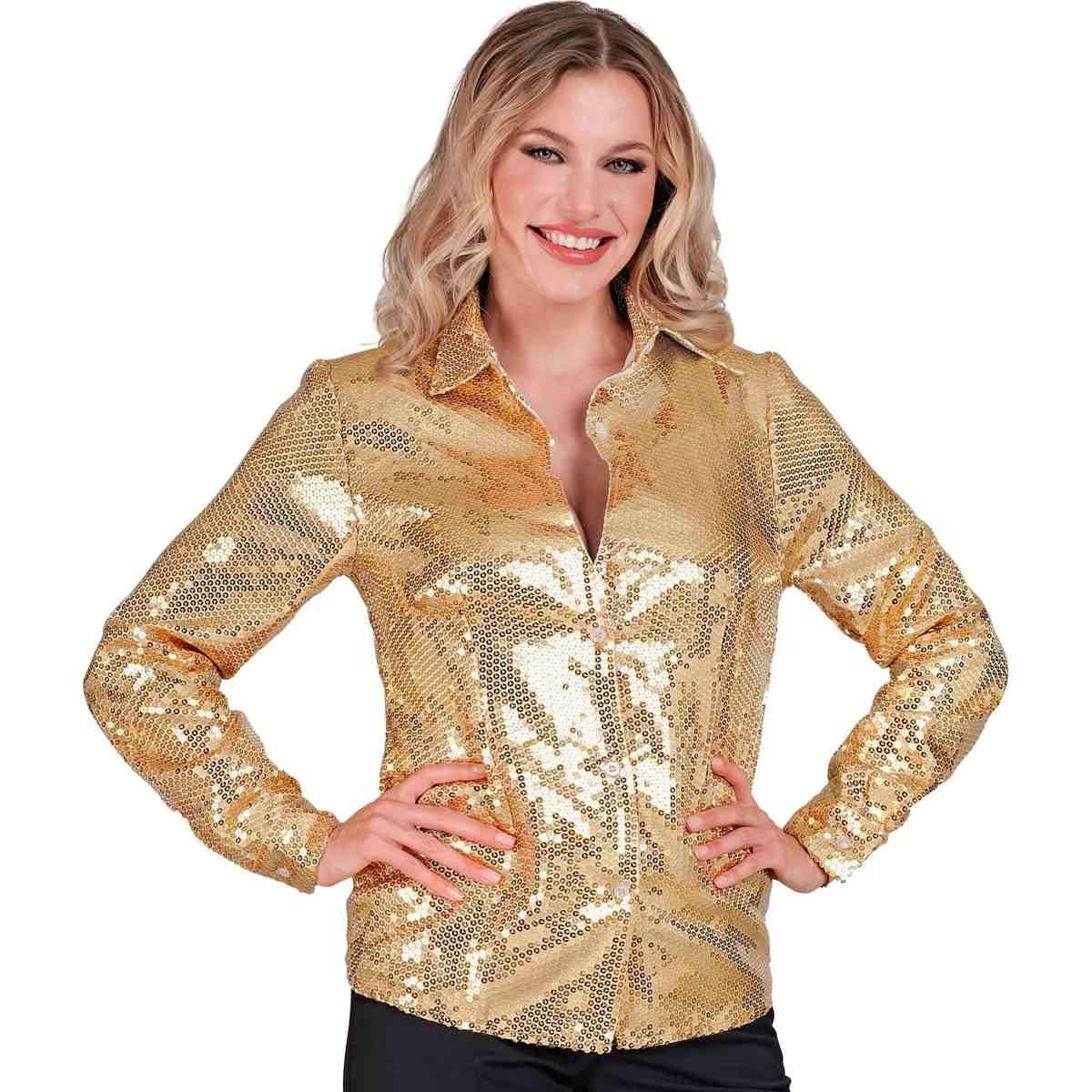 Camicia party disco paillettes oro