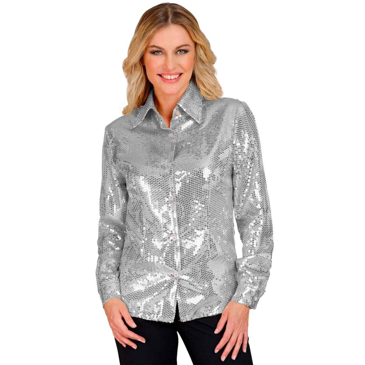 Camicia party disco paillettes argento