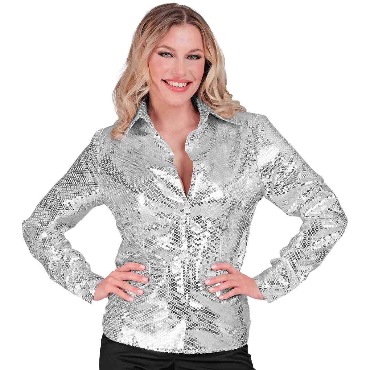 Camicia party disco paillettes argento
