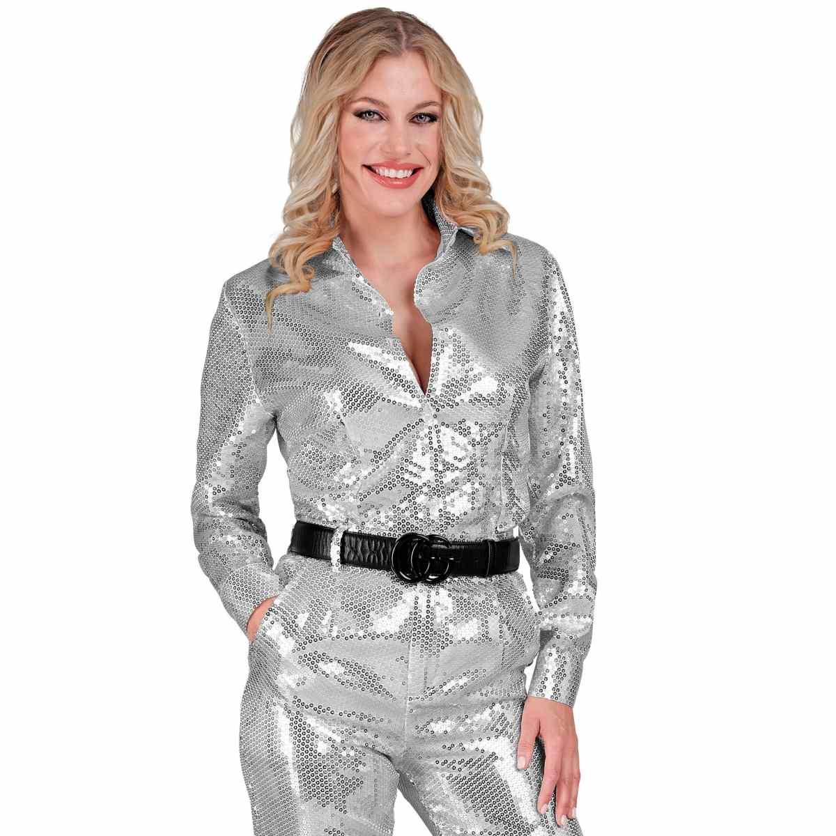 Camicia party disco paillettes argento
